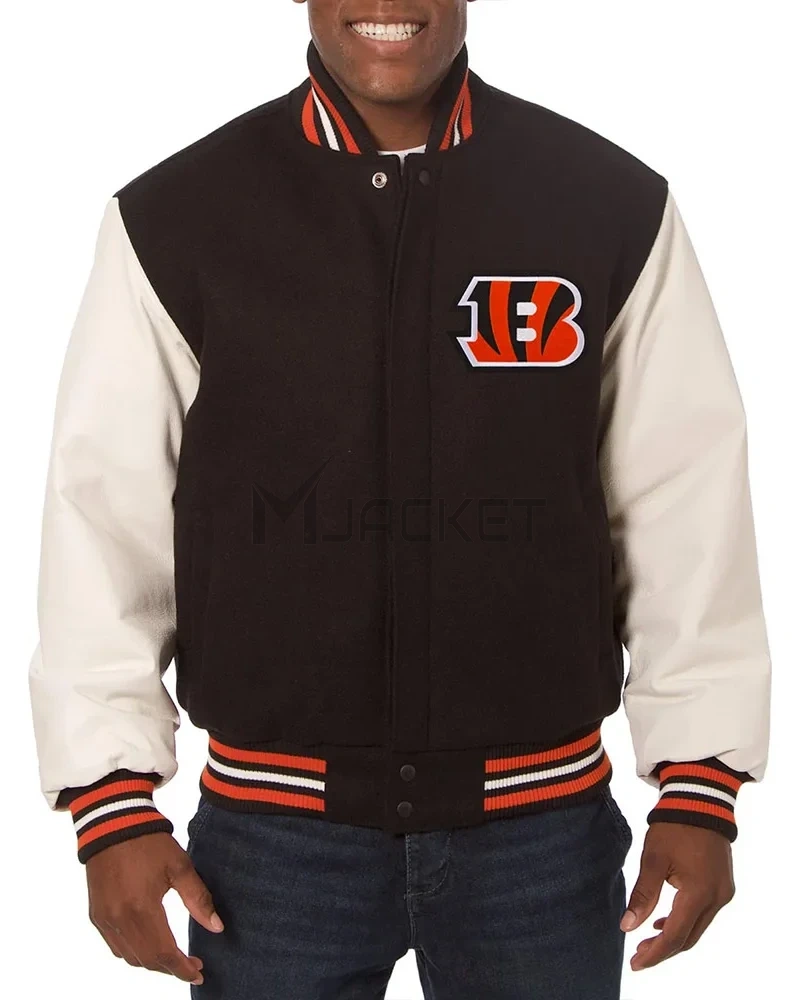 Varsity Cincinnati Bengals Black and White Two-Tone Jacket - image 1