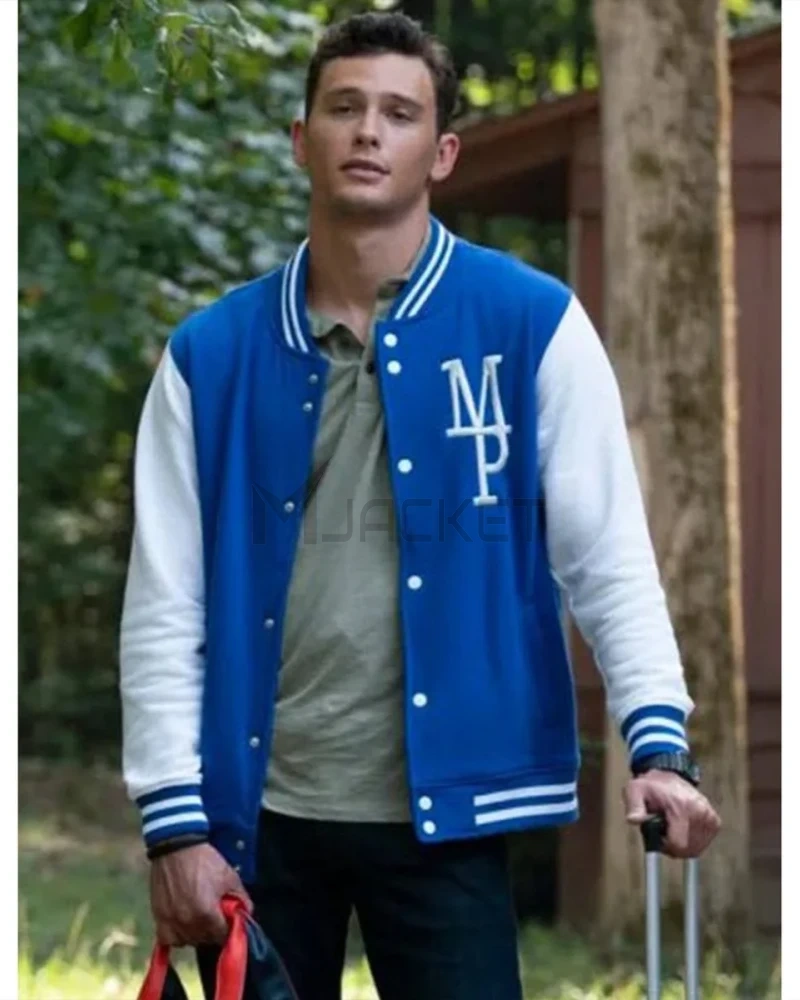 Varsity Cooper Koch They/Them White and Blue Jacket - image 1