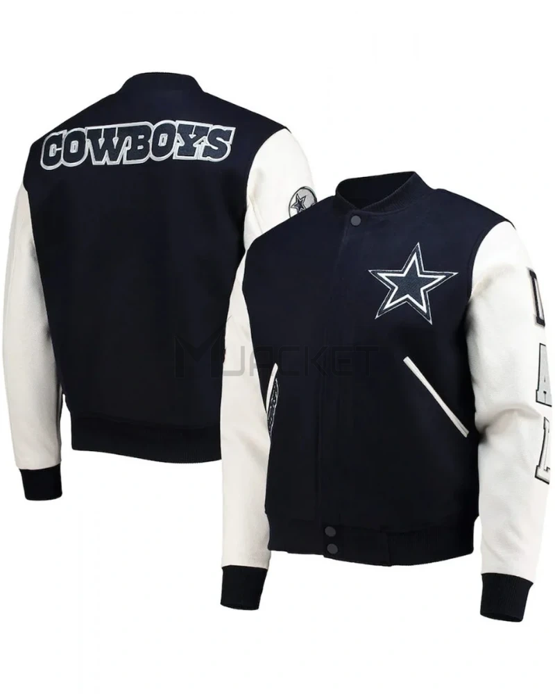 Varsity Dallas Cowboys White and Navy Jacket - image 3