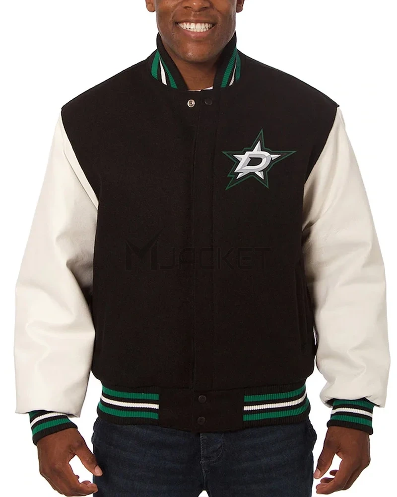 Varsity Dallas Stars Black and White Two-Tone Jacket - image 1