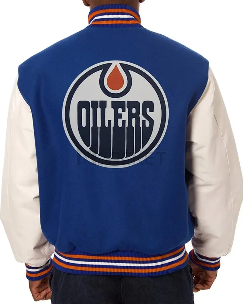 Varsity Edmonton Oilers Royal Blue and White Two-Tone Jacket - image 2