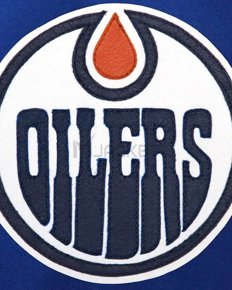 Varsity Edmonton Oilers Royal Blue and White Two-Tone Jacket - image 3