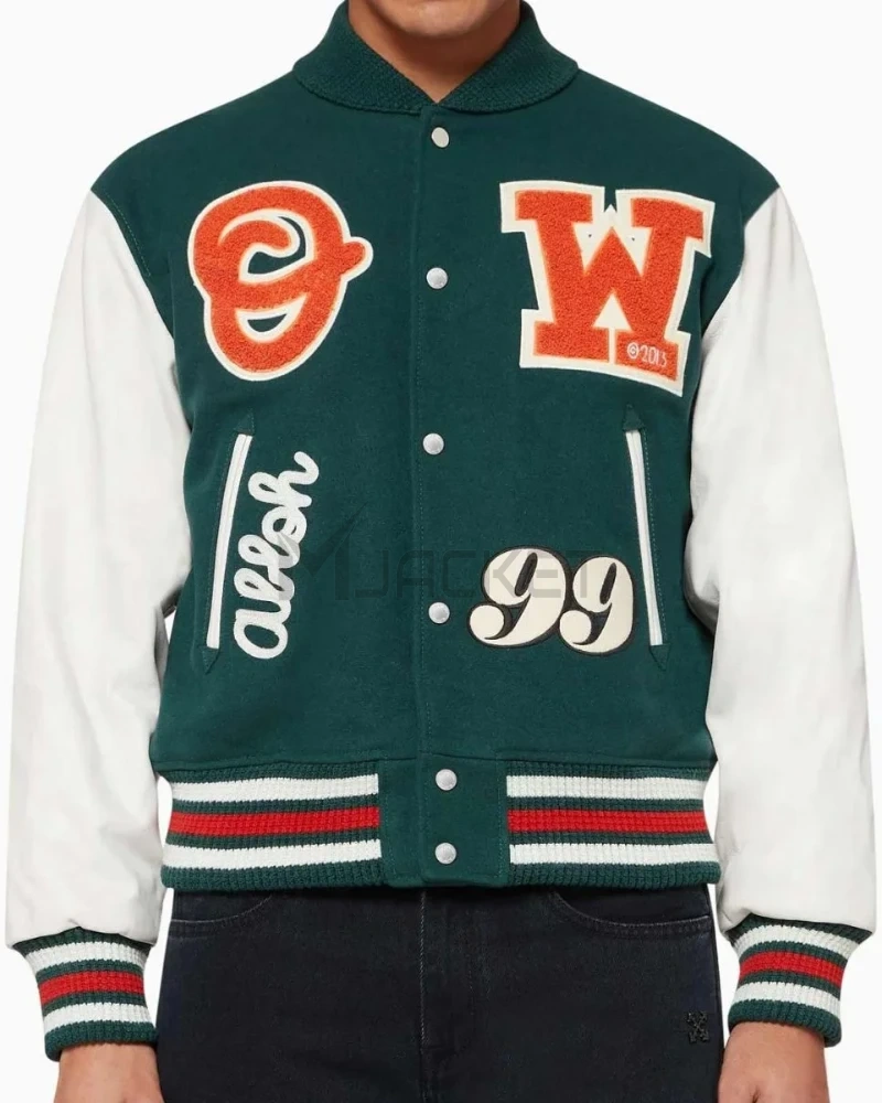 Varsity Green and White Letterman Jacket - image 1