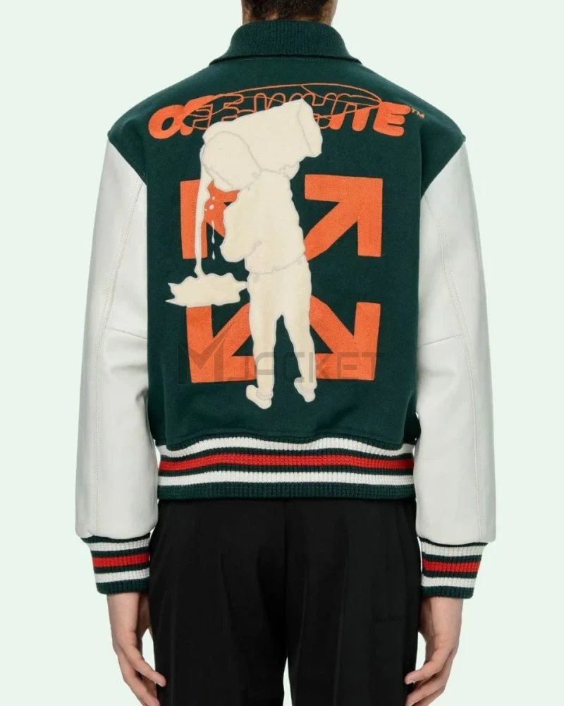 Varsity Green and White Letterman Jacket - image 2