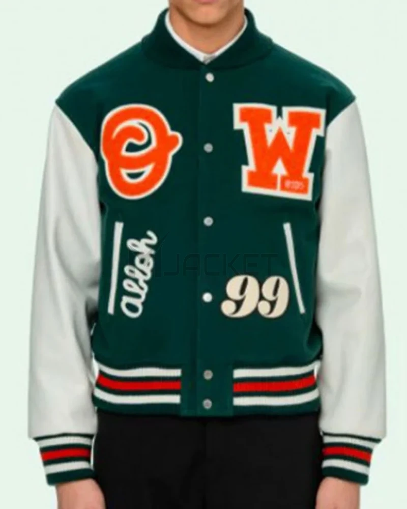 Varsity Green and White Letterman Jacket - image 4