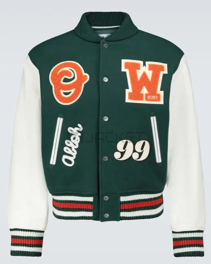 Varsity Green and White Letterman Jacket - image 5