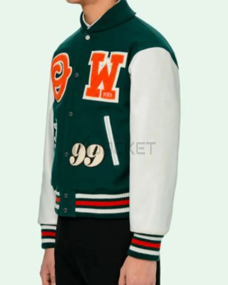 Varsity Green and White Letterman Jacket - image 6