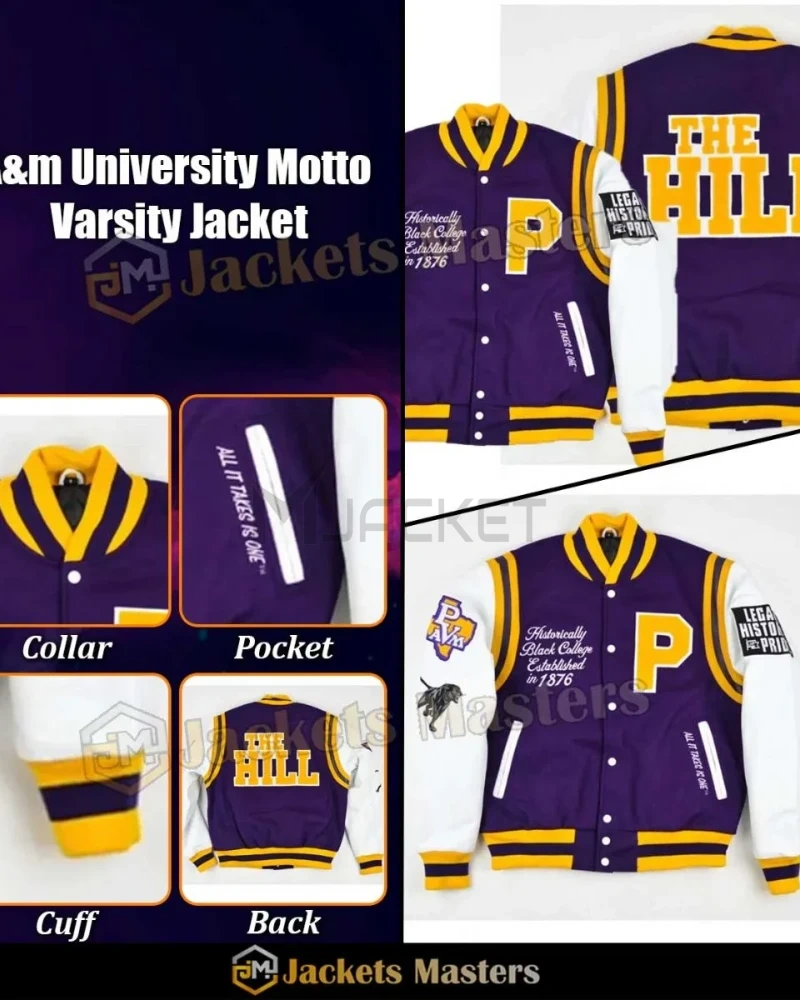 Varsity HBCU Prairie View A&m University Motto 2.0 Purple Jacket - image 3
