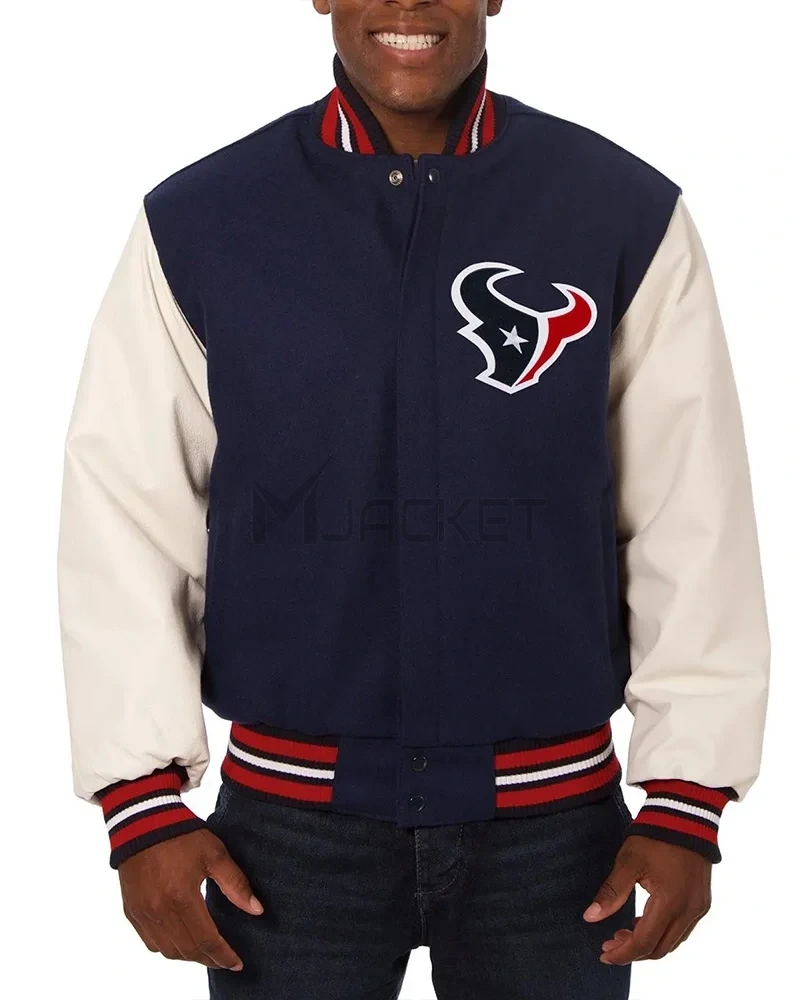 Varsity Houston Texans Navy Blue and White Two-Tone Jacket - image 1