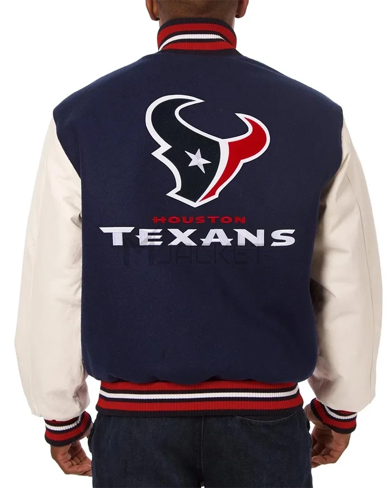 Varsity Houston Texans Navy Blue and White Two-Tone Jacket - image 2