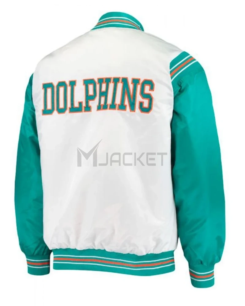 Varsity Miami Dolphins Green and White Starter Jacket - image 2