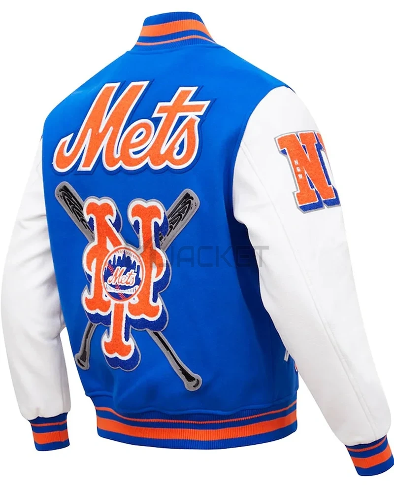 Varsity New York Mets Mash Up Royal Blue/White Jacket - image 6
