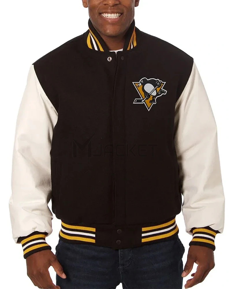 Varsity Pittsburgh Penguins Black and White Two-Tone Jacket - image 1