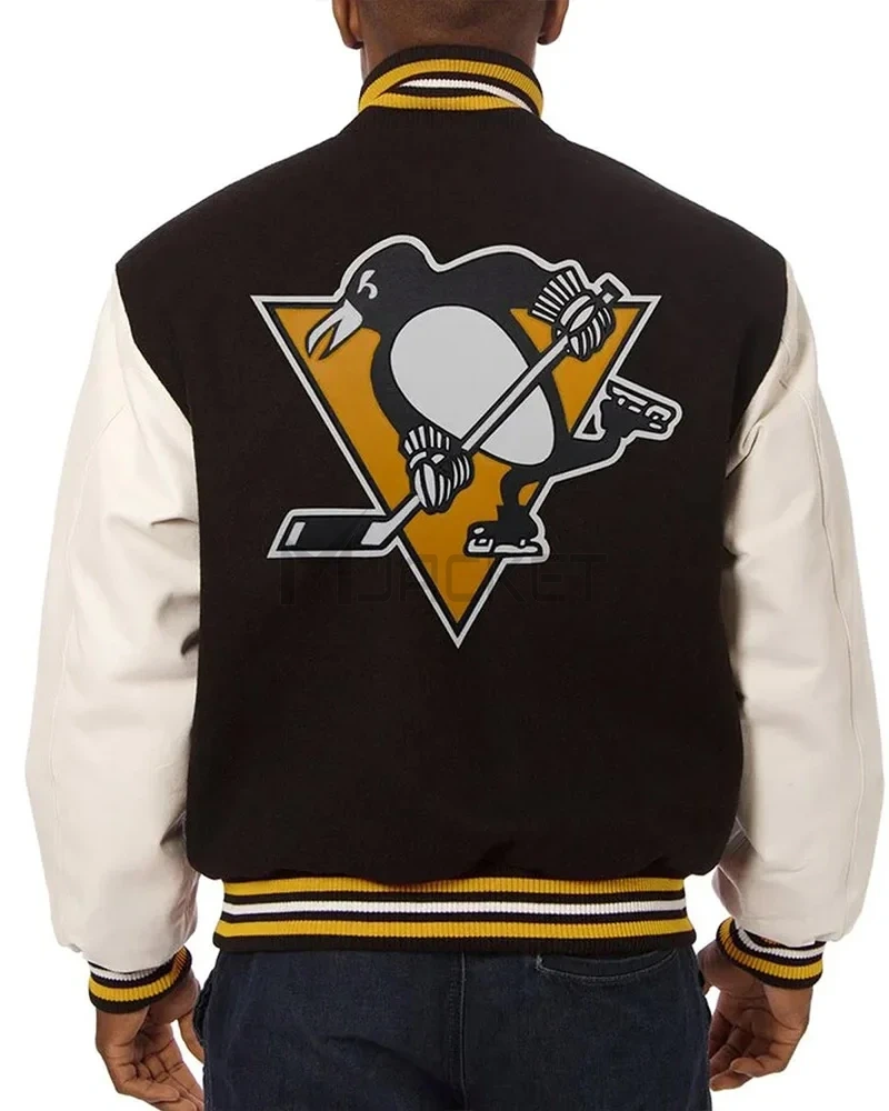 Varsity Pittsburgh Penguins Black and White Two-Tone Jacket - image 2