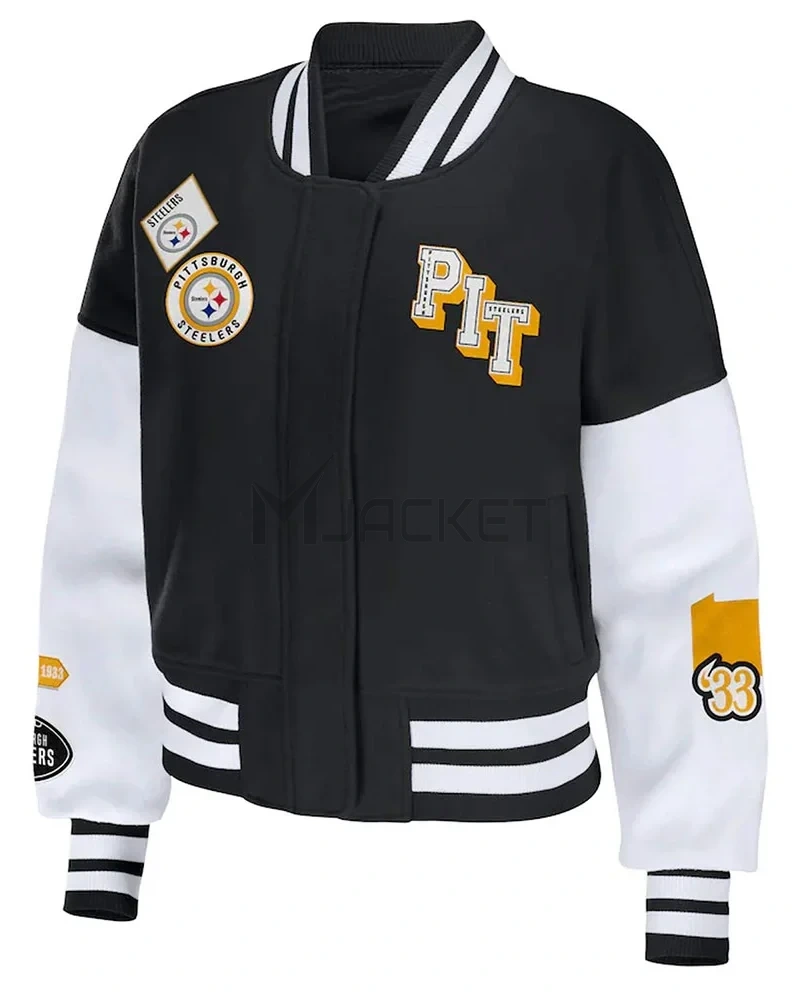 Varsity Pittsburgh Steelers Erin Andrews Black and White Jacket - image 1