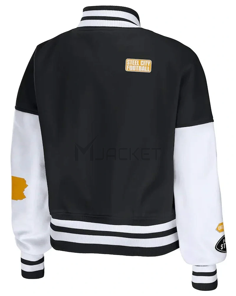 Varsity Pittsburgh Steelers Erin Andrews Black and White Jacket - image 2