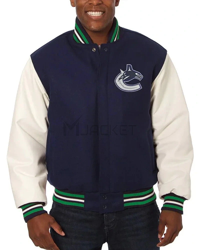 Varsity Vancouver Canucks Blue and White Two-Tone Jacket - image 1