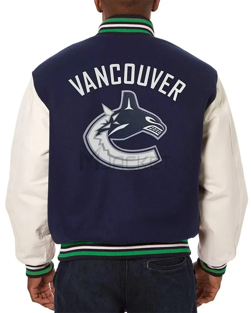 Varsity Vancouver Canucks Blue and White Two-Tone Jacket - image 2