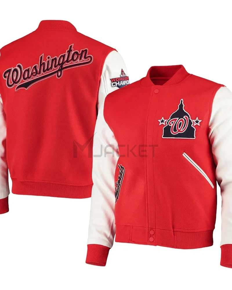 Varsity Washington Nationals Red/White Jacket - image 3