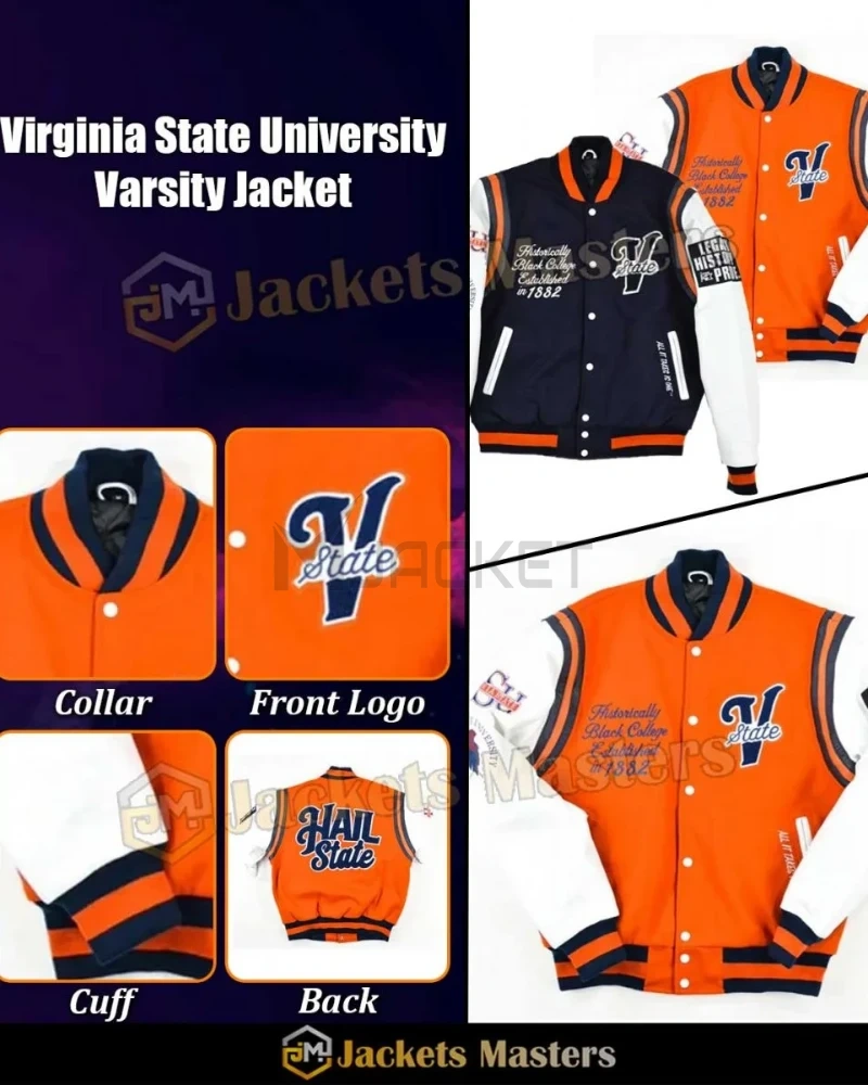 Virginia State University Motto 2.0 Hail State Varsity Jacket - image 5