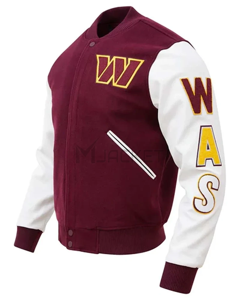 Washington Commanders Burgundy and White Letterman Jacket - image 5