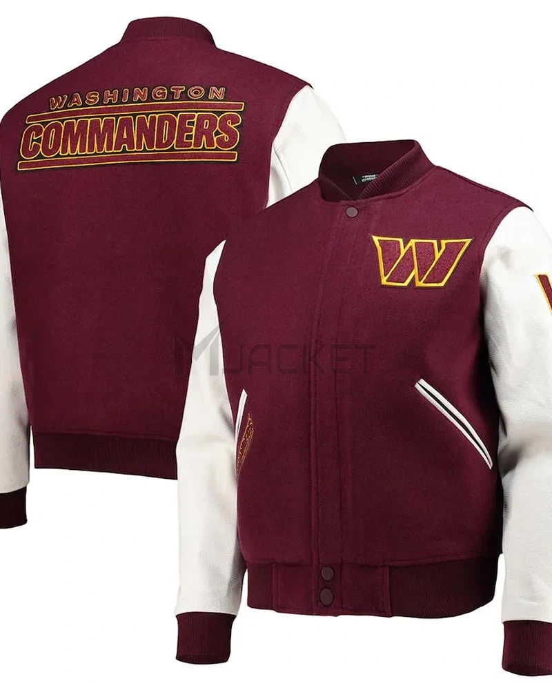 Washington Commanders Burgundy and White Letterman Jacket - image 7