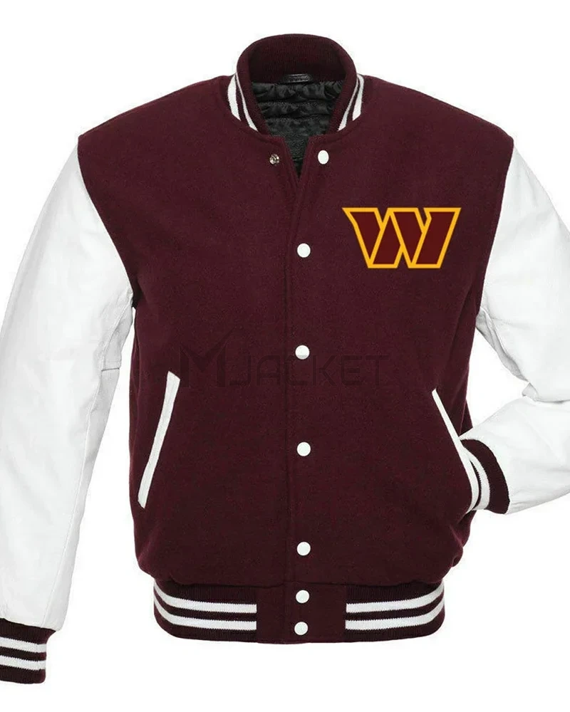 Washington Commanders Letterman Maroon and White Jacket - image 1