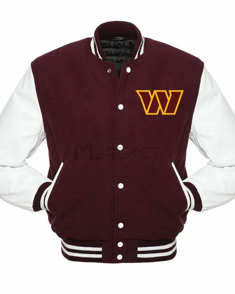 Washington Commanders Letterman Maroon and White Jacket - image 3