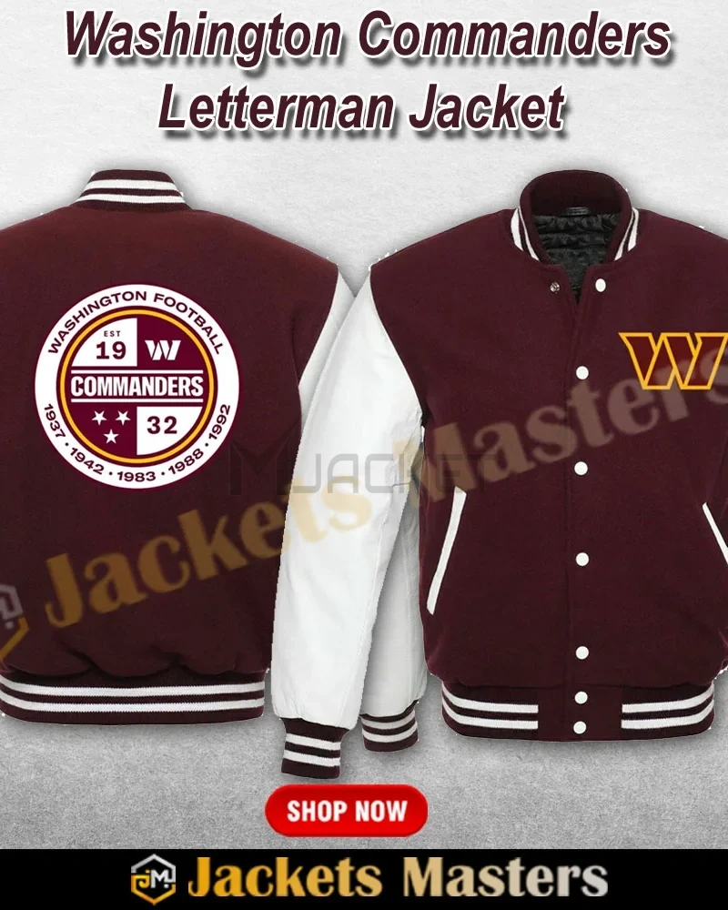 Washington Commanders Letterman Maroon and White Jacket - image 4