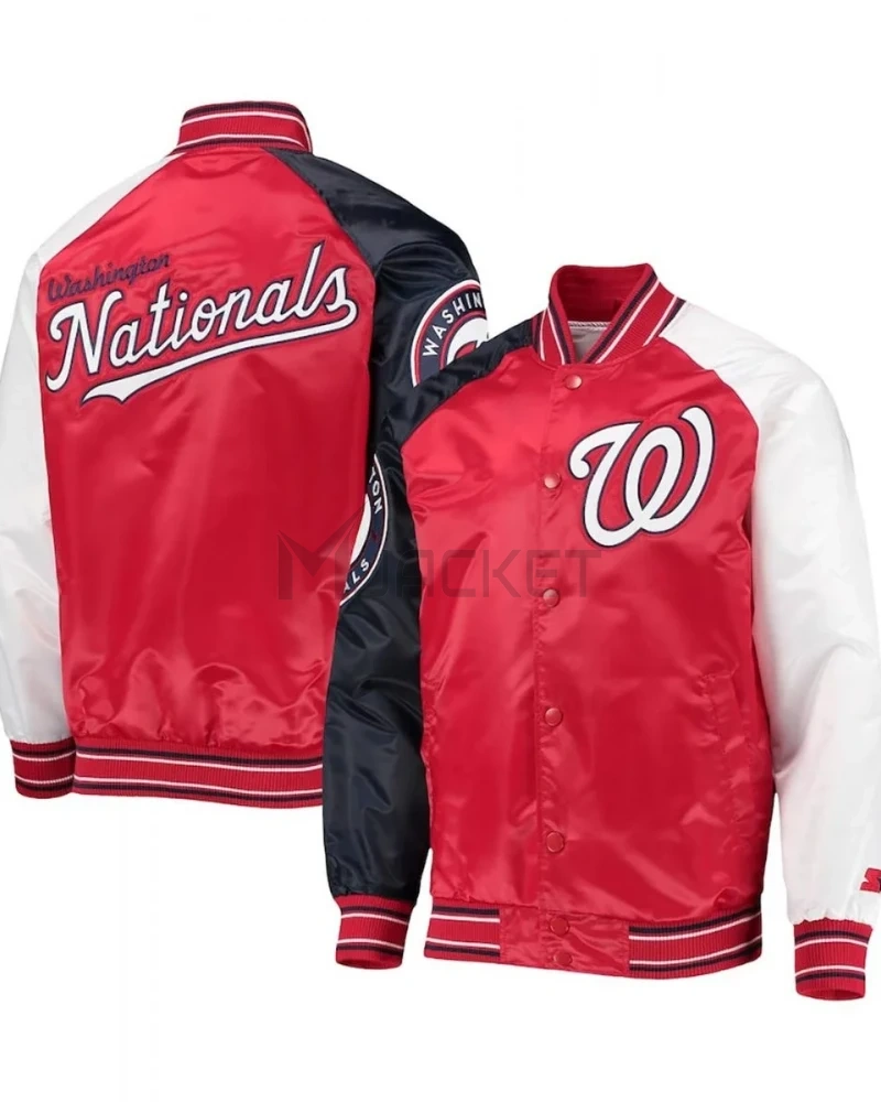 Washington Nationals Reliever Satin Red/Navy Jacket - image 3