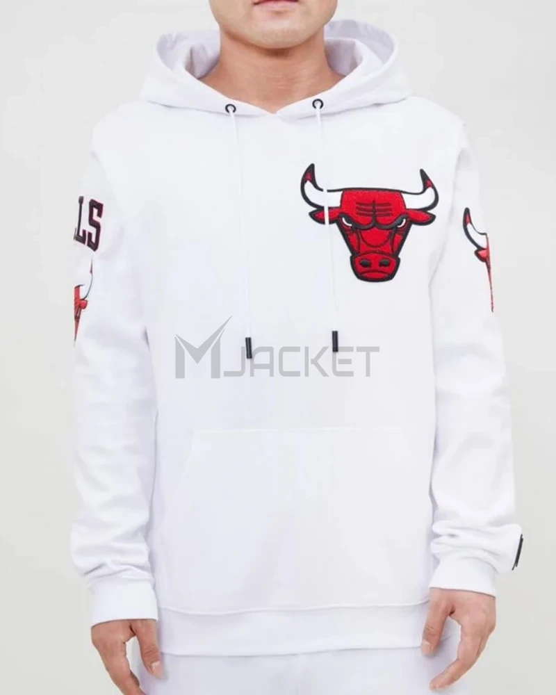 White Chicago Bulls Fleece Hoodie - image 1