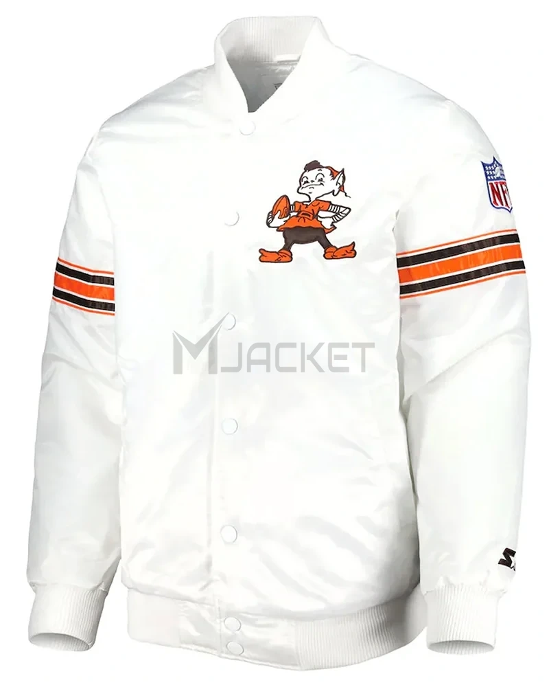 White Cleveland Browns The Power Forward Satin Jacket - image 1