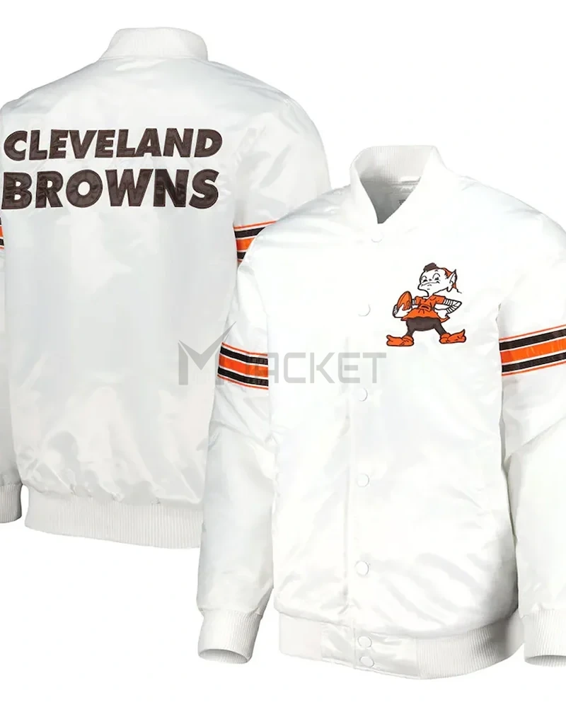 White Cleveland Browns The Power Forward Satin Jacket - image 3