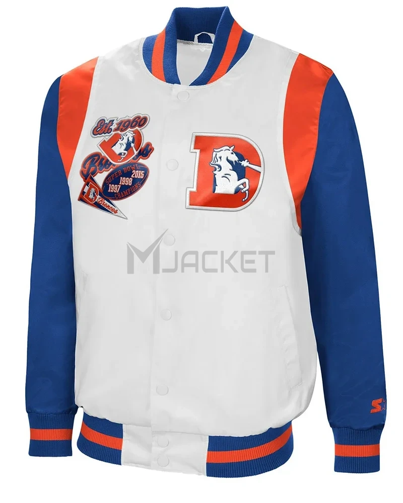 White/Royal Denver Broncos The All-American Satin Jacket - image 1