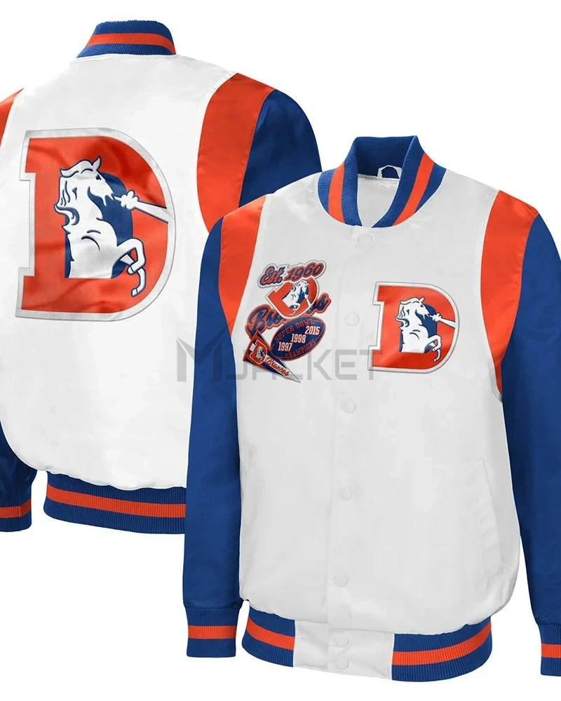 White/Royal Denver Broncos The All-American Satin Jacket - image 3