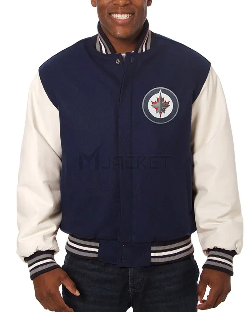 Winnipeg Jets Blue and White Varsity Two-Tone Jacket - image 1