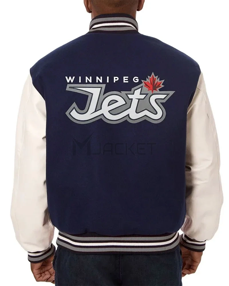 Winnipeg Jets Blue and White Varsity Two-Tone Jacket - image 3